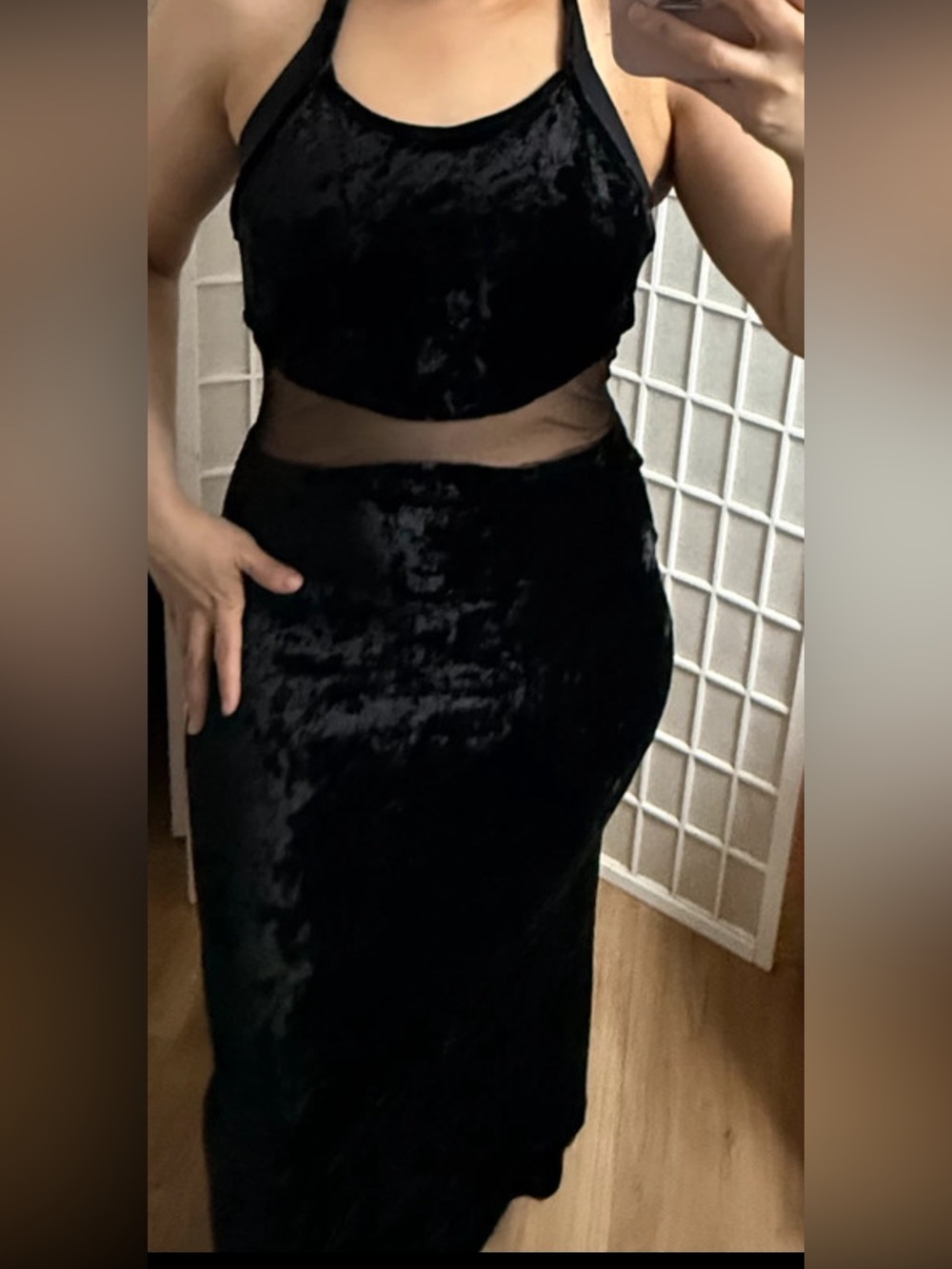 Black velvet style dress